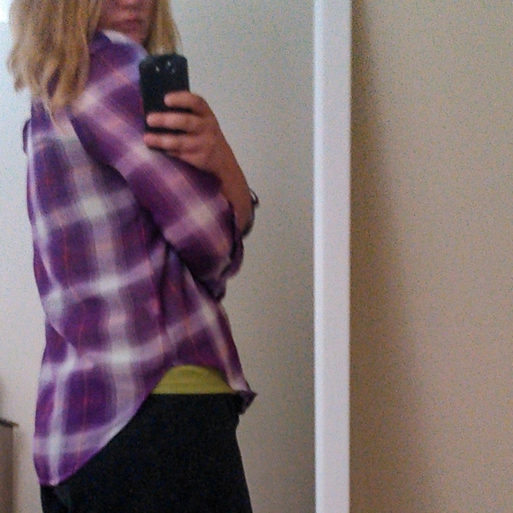 Kirra Sheer Plaid Button Down Roll Up Sleeves - Picture 13 of 14